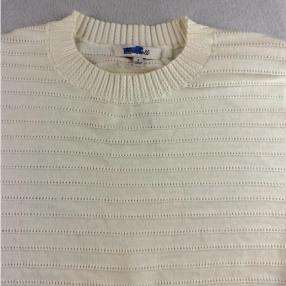 Madewell Cream Textured Crew Neck Top - Picture 4 of 9